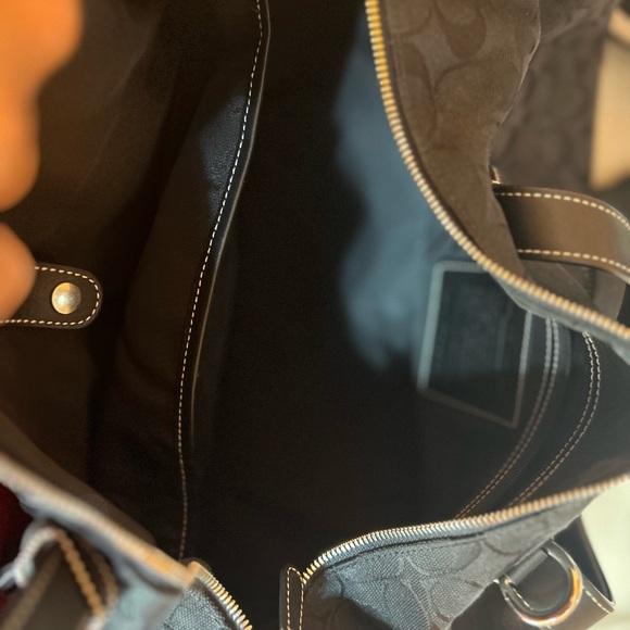 Black Coach Signature 2-way Boston Travel Duffel Bag - Picture 7 of 7